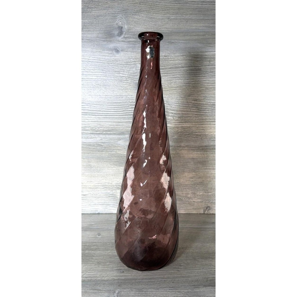 Vintage Guildcraft Italy Empoli Glass Purple Swirl Genie Bottle 15.5" MCM Vase
